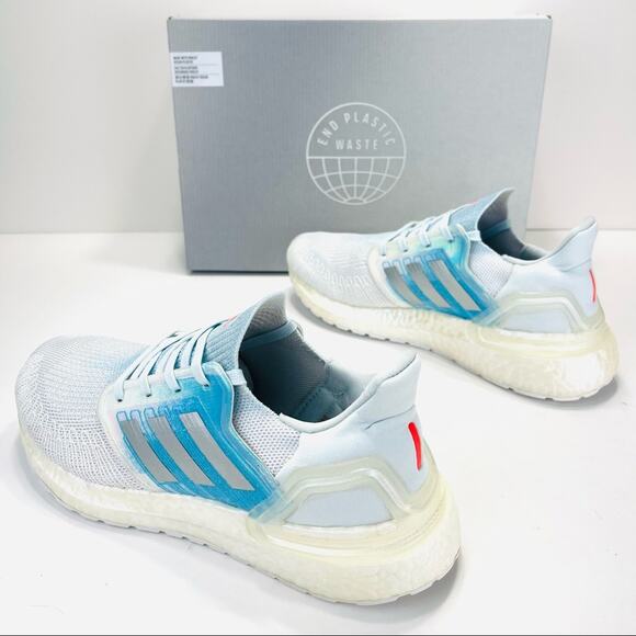 Adidas Primeblue Ultraboost 20 Women Athletic/Running Shoes Size 8.5 White Blue - Picture 1 of 16